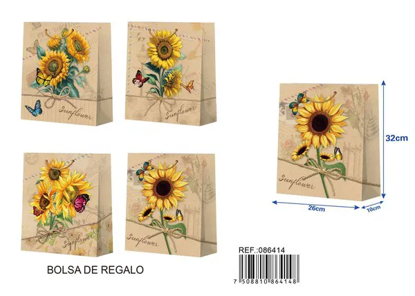 Bolsa de regalo con acabado plano, mediana, 26x32x10 cm