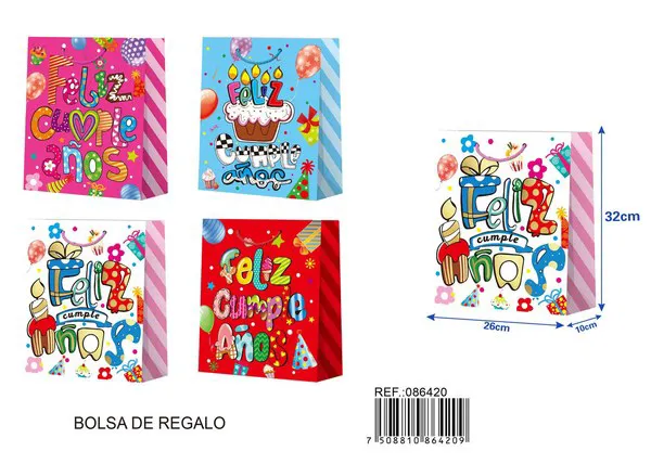 Bolsa de regalo con acabado de escarcha, mediana, 26x32x10 cm
