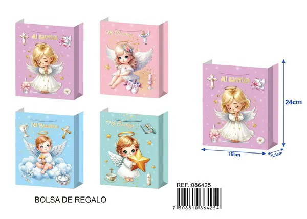 Bolsa de regalo con acabado en relieve, pequeña, 18x24x8.5 cm