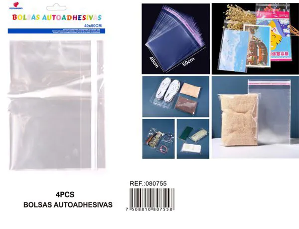 Bolsas OPP autoadhesivas, 40x50 cm, calibre 3.5, 4 piezas