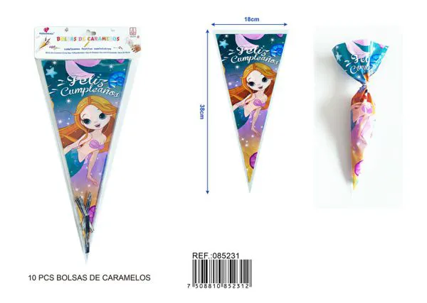 Bolsas triangulares para dulces, 18x38 cm, 10 piezas