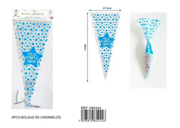 Bolsas triangulares para dulces con impresión a color, 21.5x48 cm, 8 piezas