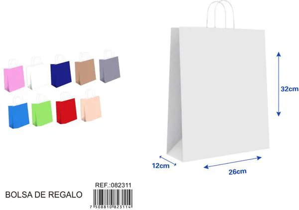 Bolsa de regalo de color blanco, 32x26x12 cm