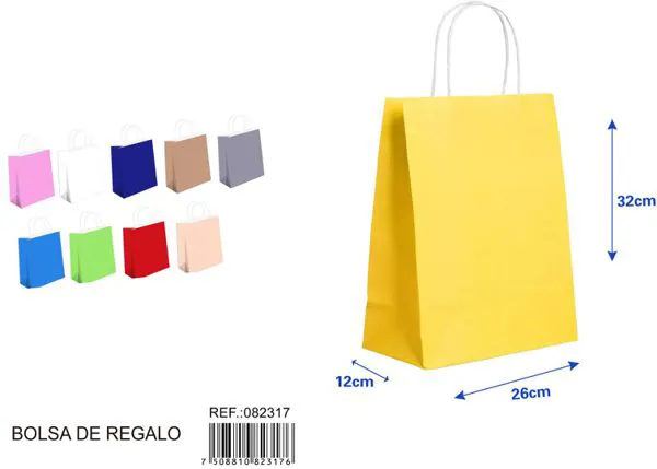 Bolsa de regalo de color amarillo, 32x26x12 cm