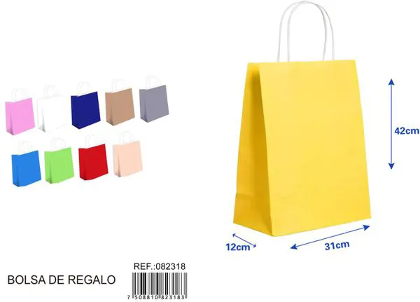 Bolsa de regalo de color amarillo, 42x31x12 cm