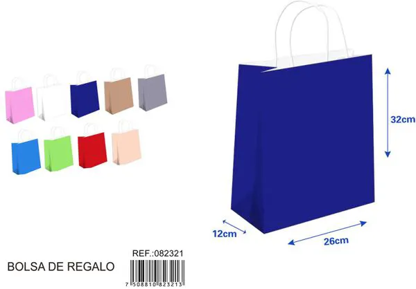 Bolsa de regalo de color azul rey, 32x26x12 cm