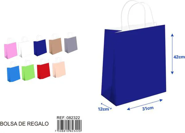 Bolsa de regalo de color azul rey, 42x31x12 cm