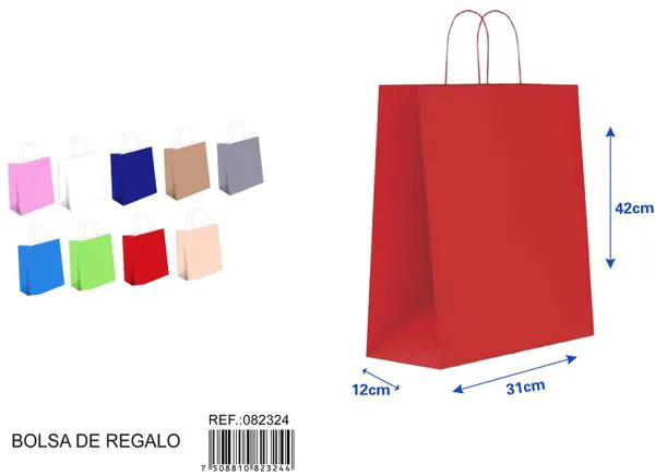 Bolsa de regalo de un solo color de 42x31x12 cm, color rojo
