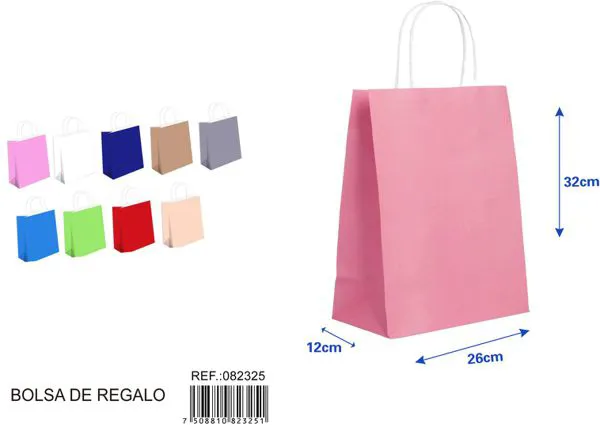 Bolsa de regalo de un solo color de 32x26x12 cm, color rosa