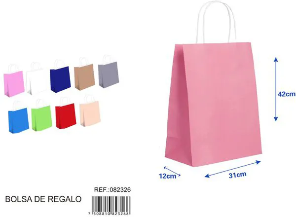 Bolsa de regalo de un solo color de 42x31x12 cm, color rosa