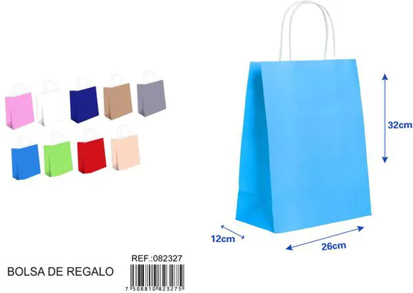 Bolsa de regalo de un solo color de 32x26x12 cm, color azul claro