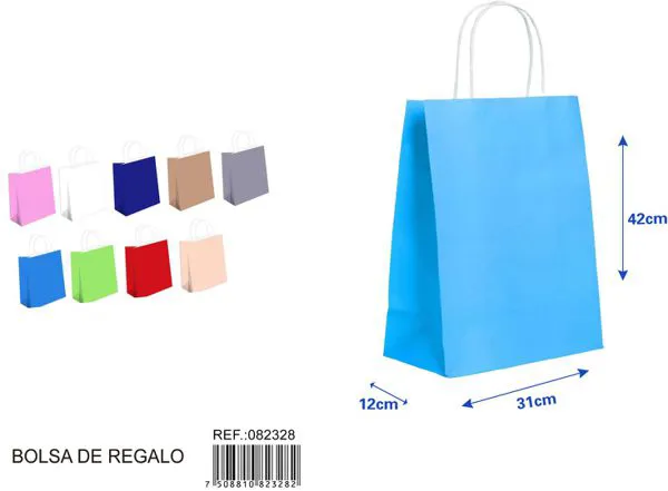 Bolsa de regalo de un solo color de 42x31x12 cm, color azul claro