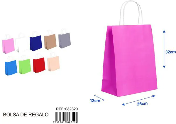 Bolsa de regalo de un solo color de 32x26x12 cm, color fucsia