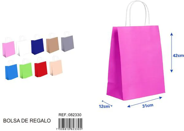 Bolsa de regalo de un solo color de 42x31x12 cm, color fucsia