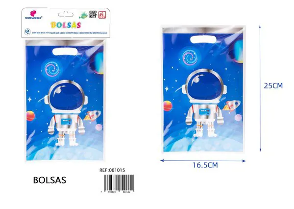 Bolsa perlada pequeña de 16.5x25 cm, diseño espacial, 10 piezas