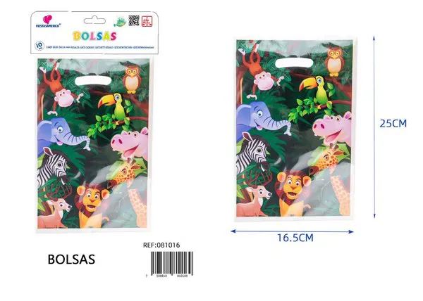 Bolsa perlada pequeña de 16.5x25 cm, diseño de animales, 10 piezas