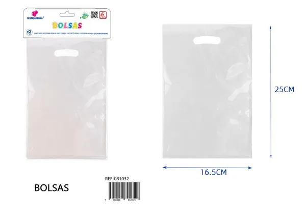 Bolsa perlada pequeña de 16.5x25 cm, serie color blanco, 10 piezas