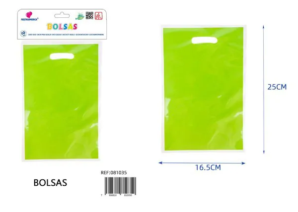 Bolsa perlada pequeña de 16.5x25 cm, serie color verde manzana, 10 piezas