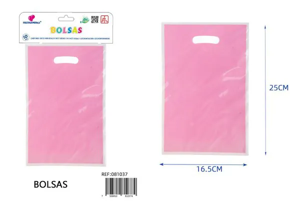 Bolsa perlada pequeña de 16.5x25 cm, serie color rosa claro, 10 piezas