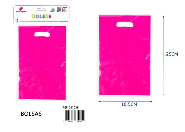 Bolsa perlada pequeña de 16.5x25 cm, serie color fucsia, 10 piezas