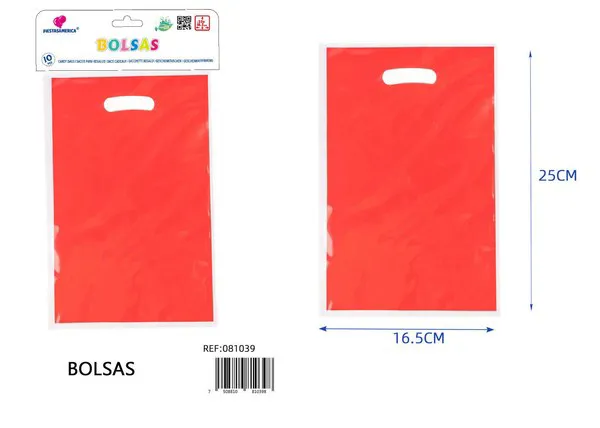 Bolsa perlada pequeña de 16.5x25 cm, serie color rojo, 10 piezas