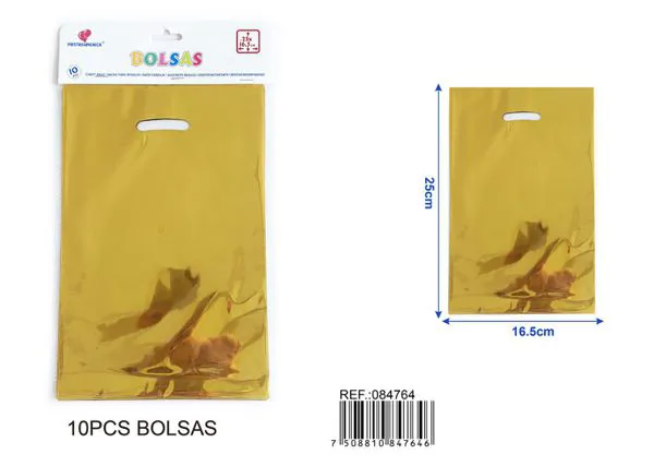 Bolsa metalizada pequeña de 16.5x25 cm, 10 piezas