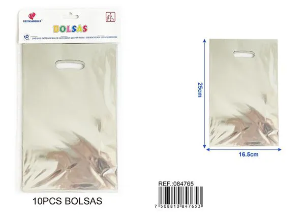 Bolsa metalizada pequeña de 16.5x25 cm, 10 piezas