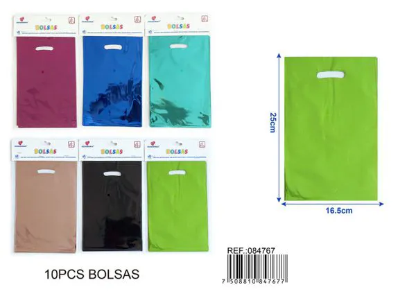 Bolsa metalizada pequeña de 16.5x25 cm, 10 piezas