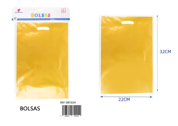 Bolsa perlada grande de 22x32 cm, serie color dorado, 10 piezas