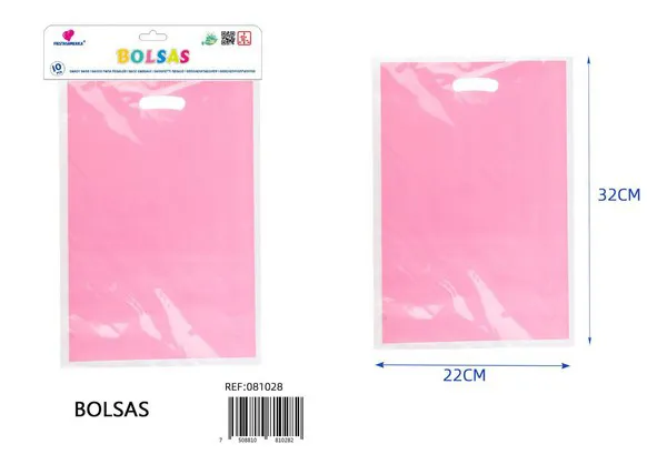 Bolsa perlada grande de 22x32 cm, serie color rosa claro, 10 piezas