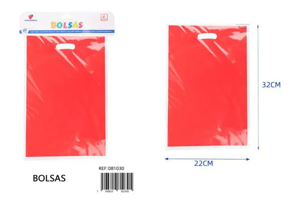 Bolsa perlada grande de 22x32 cm, serie color rojo, 10 piezas