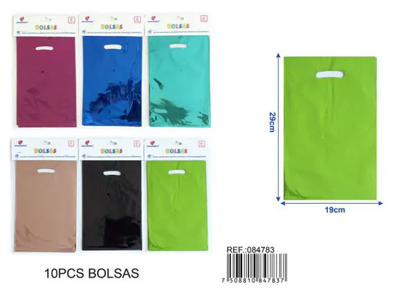 Bolsa metalizada grande de 19x29 cm, 10 piezas