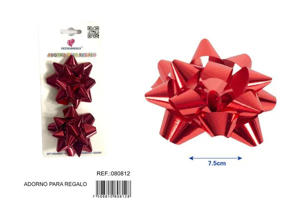 Flor de estrellas de 7.5 cm en tarjeta, 2 piezas, color rojo