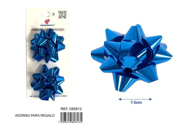Flor de estrellas de 7.5 cm en tarjeta, 2 piezas, color azul