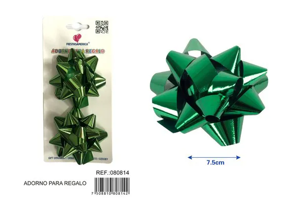 Flor de estrellas de 7.5 cm en tarjeta, 2 piezas, color verde