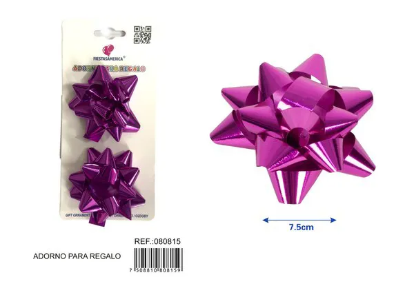 Flor de estrellas de 7.5 cm en tarjeta, 2 piezas, color fucsia
