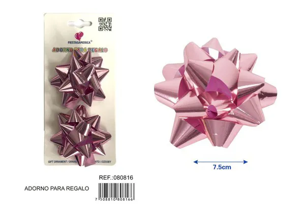 Flor de estrellas de 7.5 cm en tarjeta, 2 piezas, color rosa