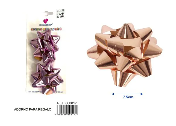 Flor de estrellas de 7.5 cm en tarjeta, 2 piezas, color oro rosa