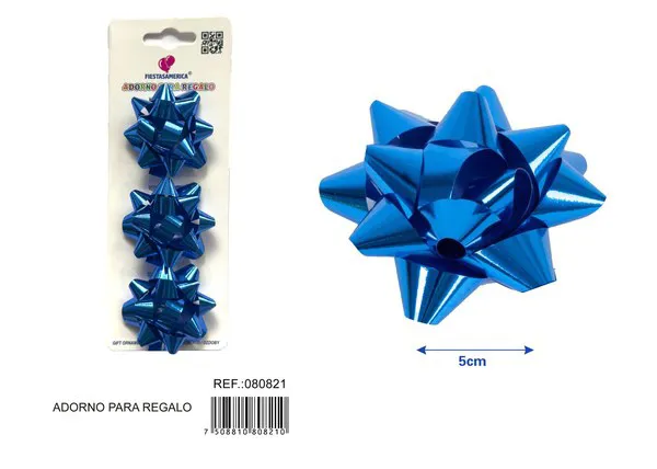 Flor de estrellas de 5 cm en tarjeta, 3 piezas, color azul