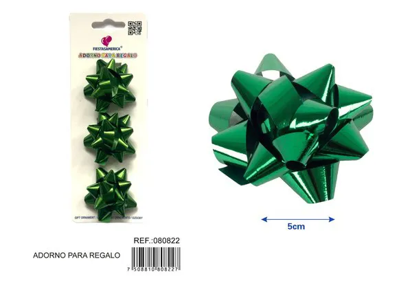 Flor de estrellas de 5 cm en tarjeta, 3 piezas, color verde