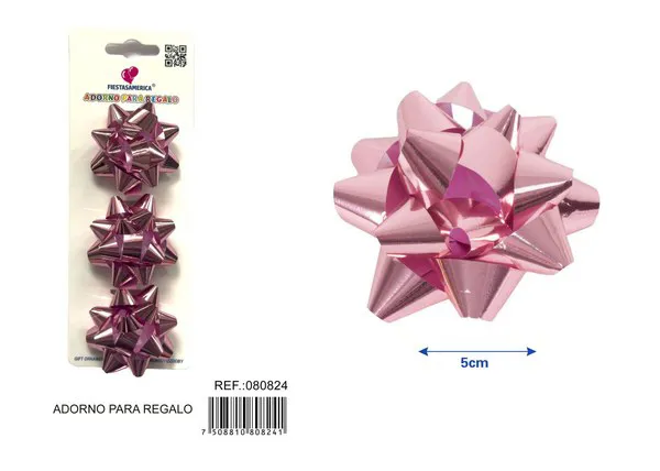 Flor de estrellas de 5 cm en tarjeta, 3 piezas, color rosa