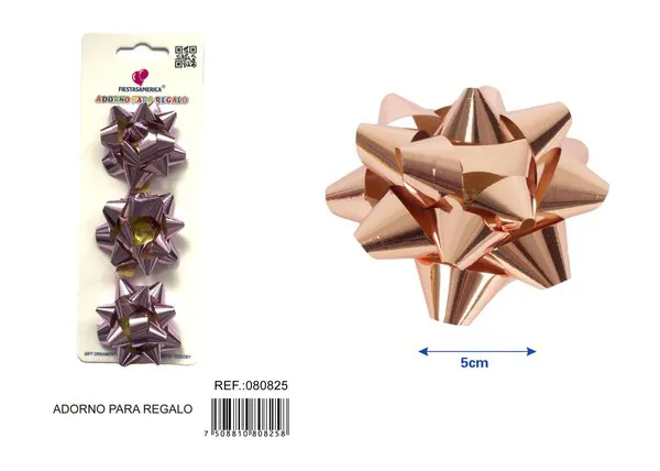 Flor de estrellas de 5 cm en tarjeta, 3 piezas, color oro rosa