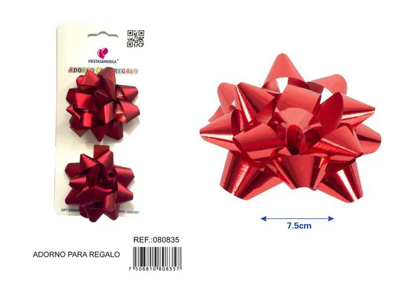 Flor de estrellas mate de 7.5 cm en tarjeta, 2 piezas, color rojo