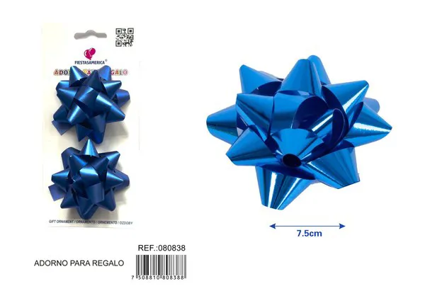 Guirnalda de estrellas mate en tarjeta de 7.5 cm, 2 piezas, color azul rey