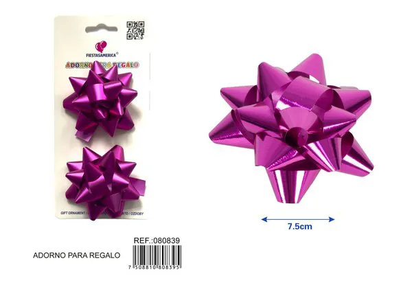 Guirnalda de estrellas mate en tarjeta de 7.5 cm, 2 piezas, color fucsia