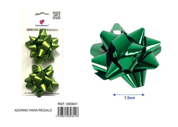 Guirnalda de estrellas mate en tarjeta de 7.5 cm, 2 piezas, color verde