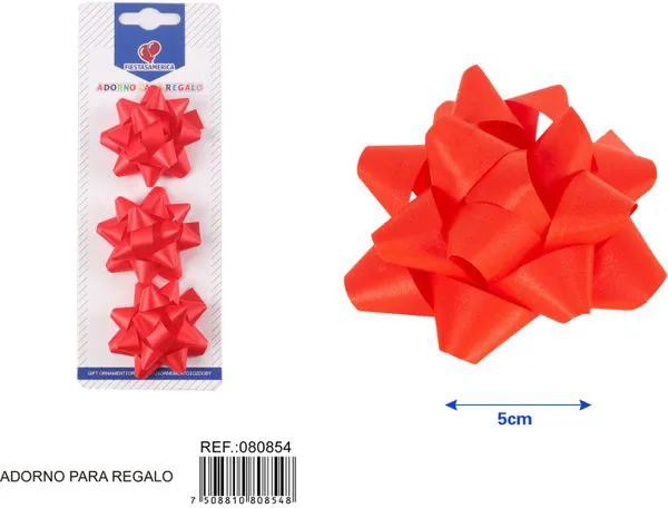 Guirnalda de estrellas de color liso de 5 cm, 3 piezas, color rojo