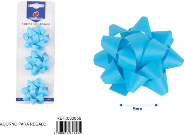 Guirnalda de estrellas de color liso de 5 cm, 3 piezas, color azul