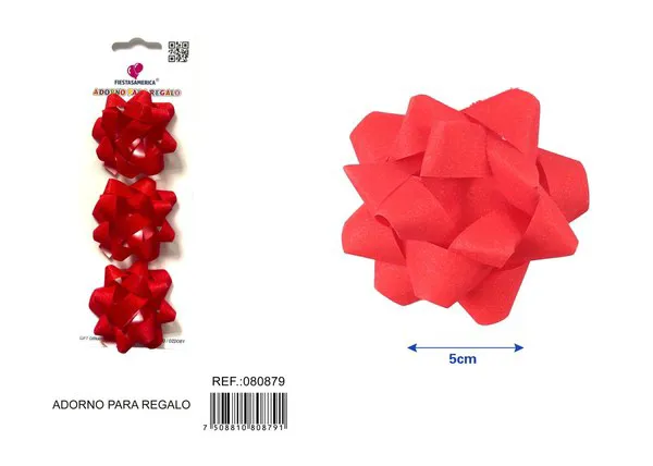 Guirnalda de estrellas con escarcha de 5 cm, 3 piezas, color rojo