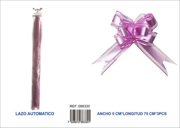 Guirnalda de color liso de 5x75 cm, 3 piezas, color rosa claro